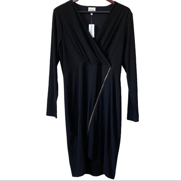 Ashley Graham Beyond Women’s Long Sleeve Black Knee Length V Neck Work Dress 14 - Picture 2 of 7